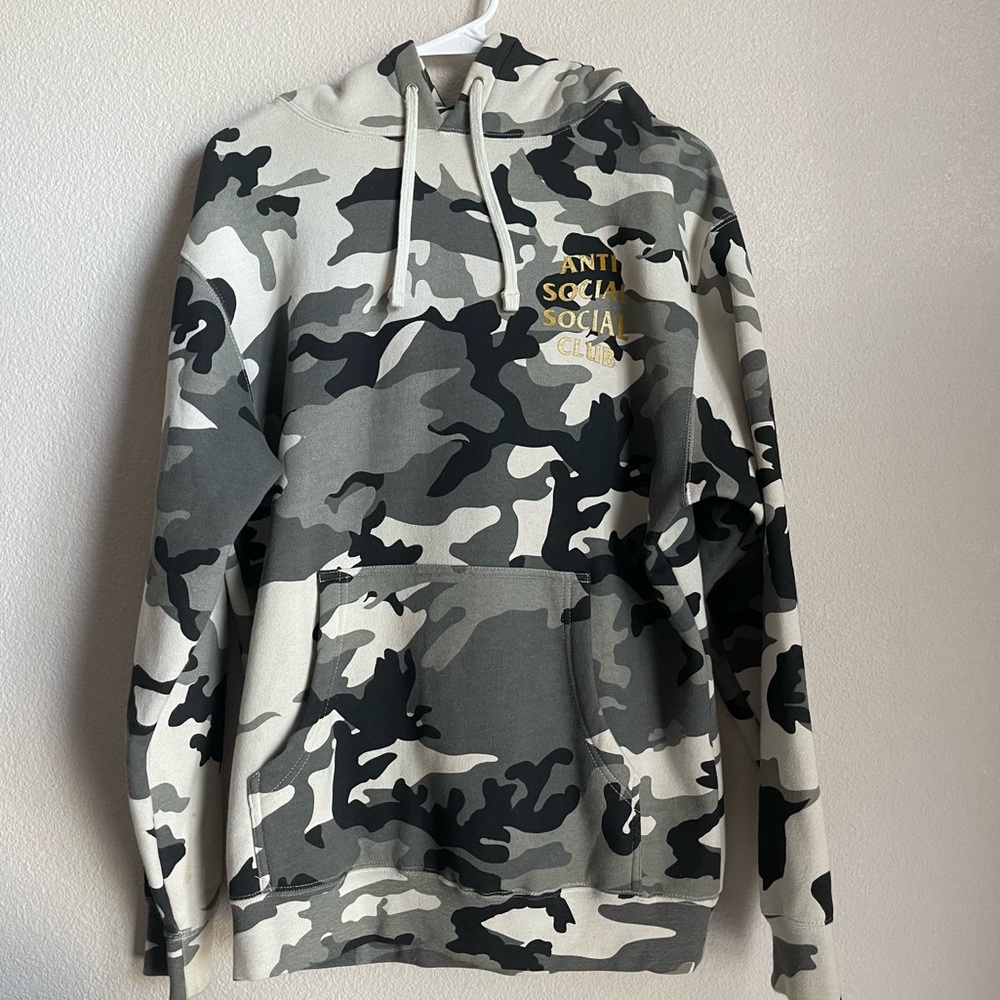 Anti social social club Siberia grey camo hoodie gold